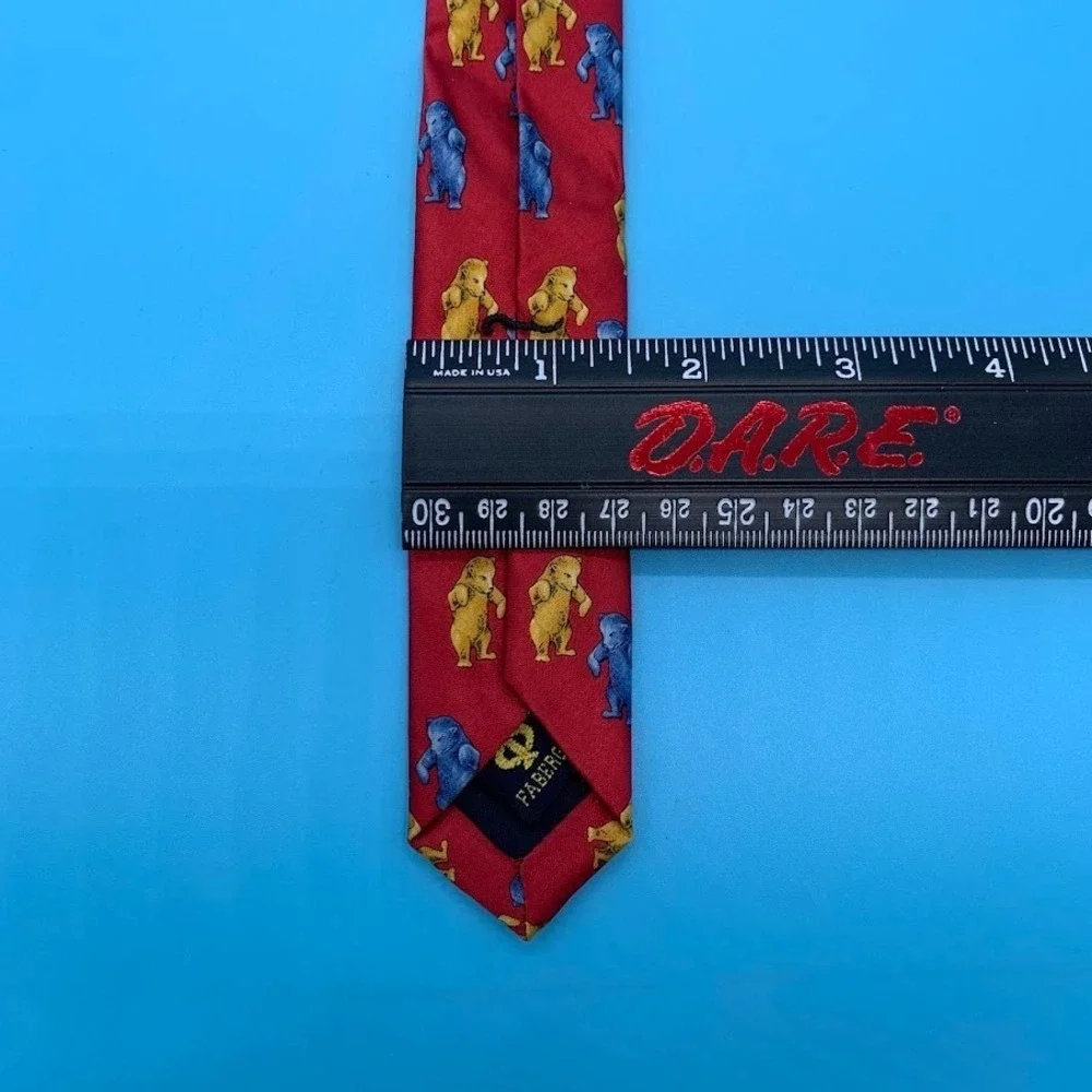 Faberge Bear Print Men's All Silk Classic Neck Tie‎ Handmade in USA
